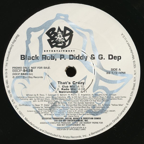 P Diddy - Thats crazy (3 Original mixes) / So complete (3 Original mixes) Vinyl Promo
