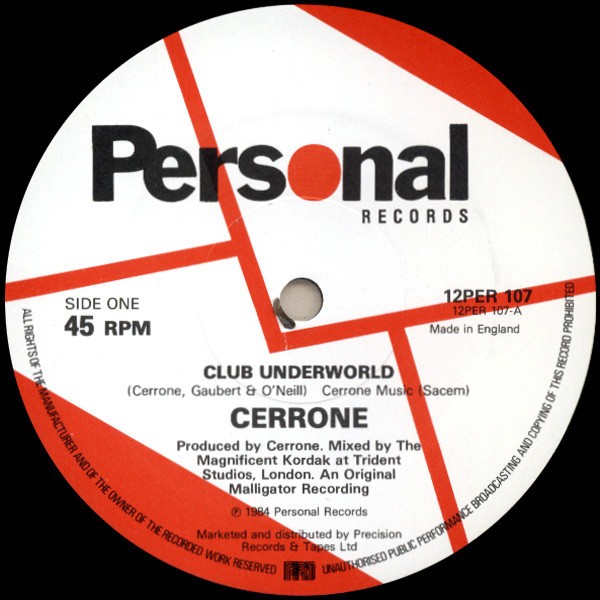 Cerrone - Club underworld (Long Version / Dub Version) 12" Vinyl Record