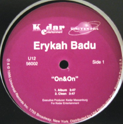 Erykah Badu - On and on (LP Version / Clean Version / Instrumental / Acappella) 12" Vinyl Record
