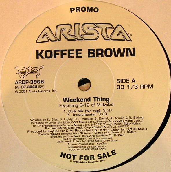 Koffee Brown - Weekend thing (Club mix With Rap / Instrumental / Radio mix Without Rap / Instrumental / Acappella Without Rap) P