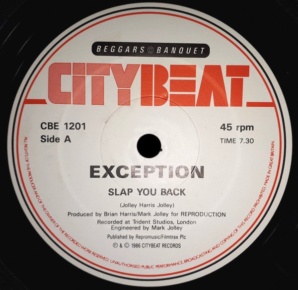 Exception - Slap your back (3 Original Mixes) 12" Vinyl Record