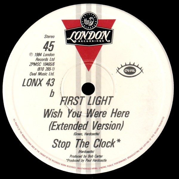 First Light - Wish you where here (Extended version) / Stop the clock (Extended instrumental) Paul Hardcastle produced 80s instr
