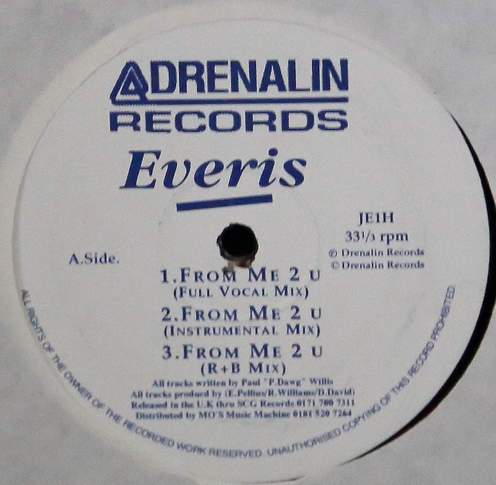 Everis - From Me 2 U (Full Vocal Mix / R&B Mix / Inst / Dub / Original R&B Mix) 12" Vinyl Record