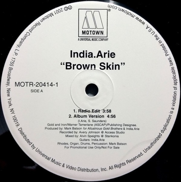 India Arie - Brown skin (LP version / Radio edit / Instrumental / Full Acappella for DJ use)