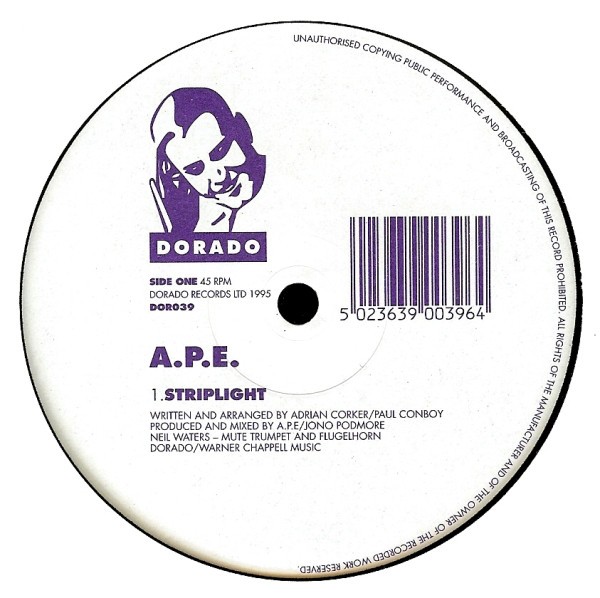 A.P.E - Striplight (Original / Kumo In Dub Mix) 12" Vinyl Record
