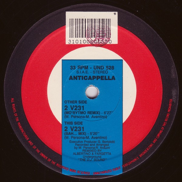 Anticappella - 2V231 (Mo Rytmo Remix / Bah Mix) 12" Vinyl Record