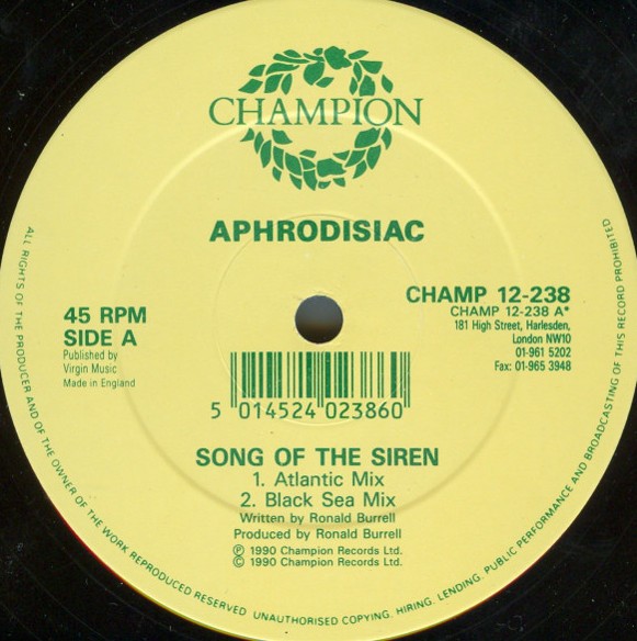 Aphrodisiac - Song of the siren (Atlantic Mix / Black Sea Mix / Mediterranean Mix / Nautical Mix)  12" Vinyl