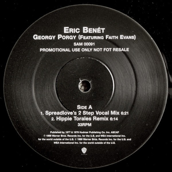Eric Benet - Georgy porgy (Hani / Hippie Torales / 2 Spreadlove Mixes) 12" Vinyl Promo