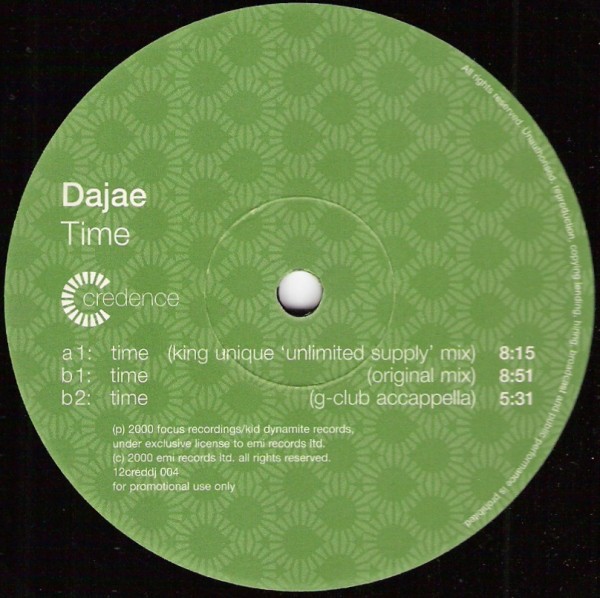 Dajae - Time (King Unique Unlimited Supply mix / Original mix / Acappella / G Club mix / King Unique Dark Dub / Original Dub)