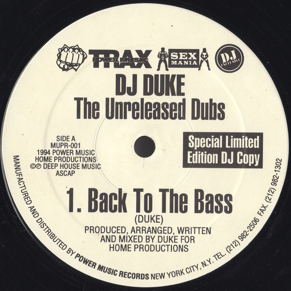 DJ Duke - The unreleased dubs (back to the bass / Lost in the grooves / Turn up the rhythms) 12" Vinyl Record