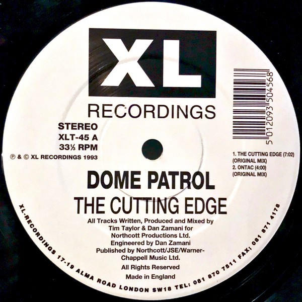Dome Patrol - The Cutting edge EP feat The cutting edge (Original mix / US mix) / Ontac / Teknowledgy delivers