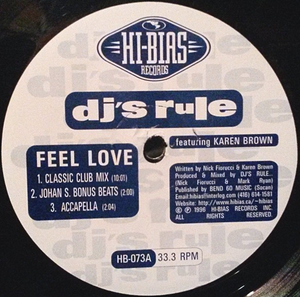 DJs Rule - Feel love (Classic Club mix / Hard Essentials Dub / Serious Dub / Bonus Beats / Acappella) 12" Vinyl