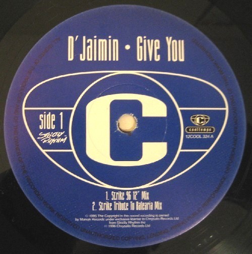 DJaimin - Give you (Strike 96 mix / Strikes Tribute To Balearica / OPM Poppy mix) 12" Vinyl Record