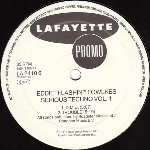 Eddie Fowlkes - Serious Techno Vol 1 (DMU / Trouble / Yum Men Da / Raw Detroit) 12" Vinyl Record
