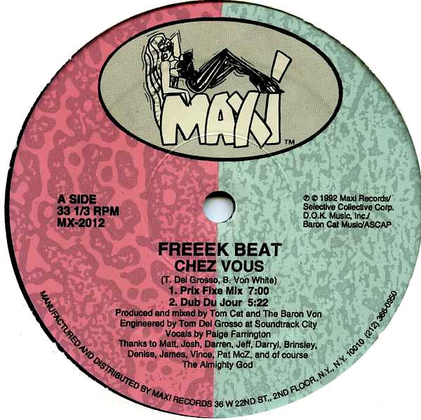 Freeek Beat - Chez vous (Prix Fixe mix / Dub Du Jour) / More (Moist mix / Grind mix / Beat mix) 12" Vinyl Record