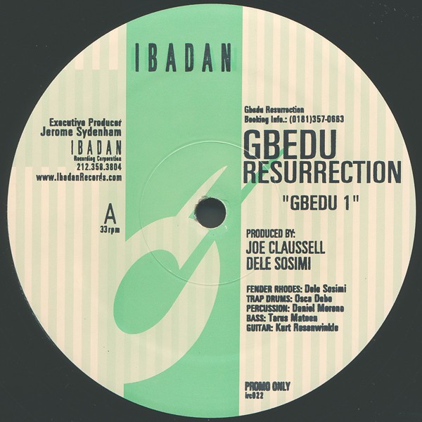 Gbedu - Resurrection (Mix 1 / Mix 2) 12" Vinyl Promo