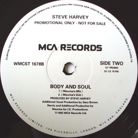 Steve Harvey - Body & Soul (E-Smooves Groovy Mix / Ralphi's Quench Mix / Maurices Mix / Maurices Dub) Vinyl Promo
