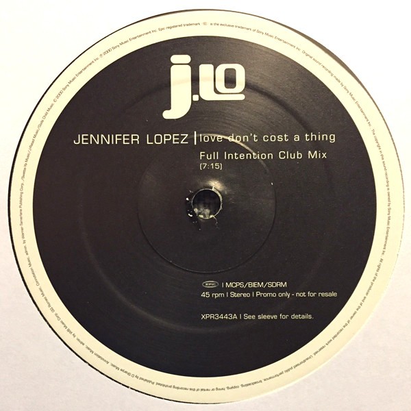 Jennifer Lopez - Love dont cost a thing (Full Intention Club mix / Full Intention Dub) Vinyl Promo