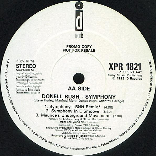 Donell Rush - Symphony (Steve Silk Hurley / Maurice Joshua / E Smoove / Brand New Heavies Mixes) Vinyl Promo