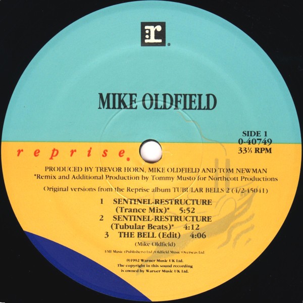 Mike Oldfield - Sentinel (Satoshi Tomii Interpolation / 2 Tommy Musto Mixes / Mark Lewis Global Mix) Vinyl 12"
