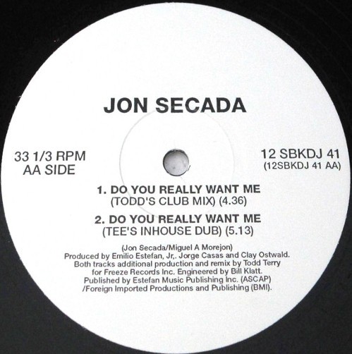 Jon Secada - Do you really want me (2 Todd Terry Mixes / 2 West End Mixes) Vinyl Promo