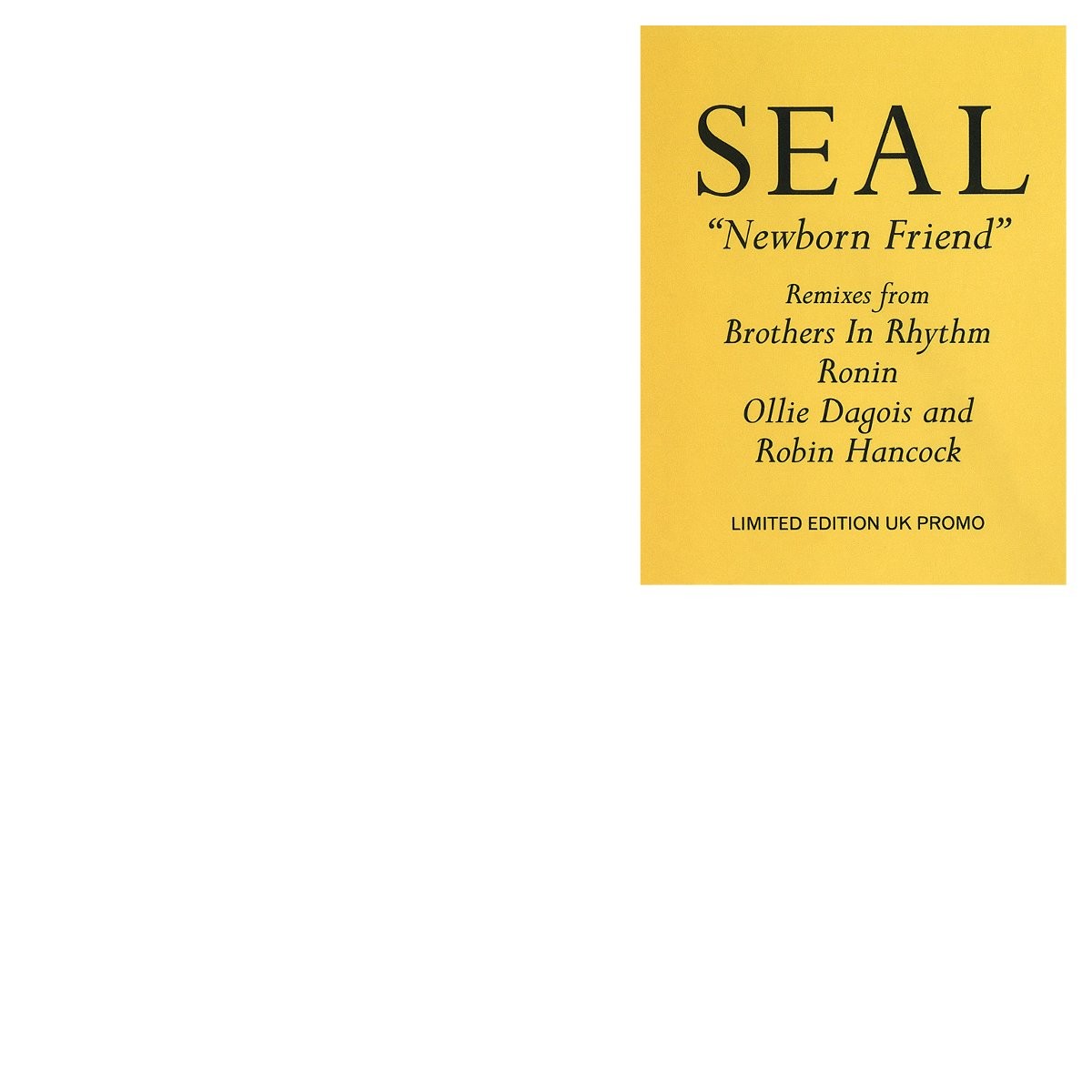 Seal - Newborn friend (Brothers In Rhythm Mix / LP Version / Friend For Life Mix / Ronin Mix) Vinyl Promo