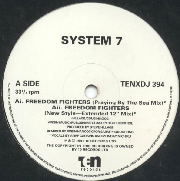 System 7 - Freedom fighters (Extended / Praying By The Sea / Void Mix) / Depth Disco (Extended) Vinyl 12" Promo