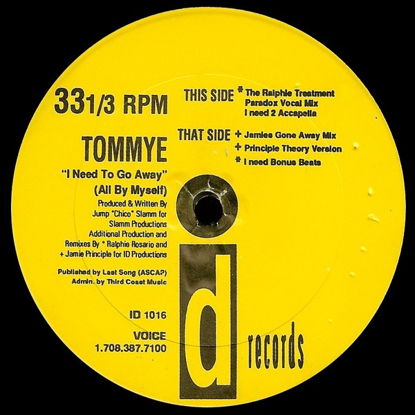 Tommye - I need to go away (6 Ralph Rosario & Jamie Principle Mixes) Vinyl 12"