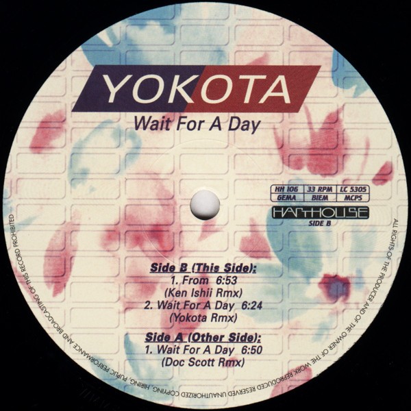 Yokota - Wait for a day (Doc Scott Remix / Ken Ishii Remix / Yokota Remix) 12" Vinyl Record