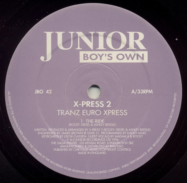 X Press 2 - Tranz Euro Xpress (The Ride / X Press 2 Wah 2 Funk / Ballistic Brothers Jazzride) 12" Vinyl Record