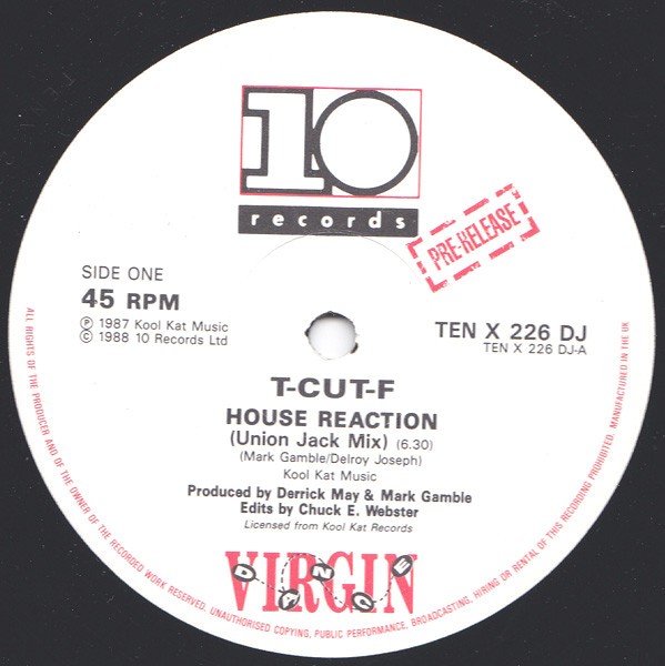 T Cut F  (Derrick May) - House reaction (Union Jack Mix / Total Mayhem Mix) Vinyl Promo
