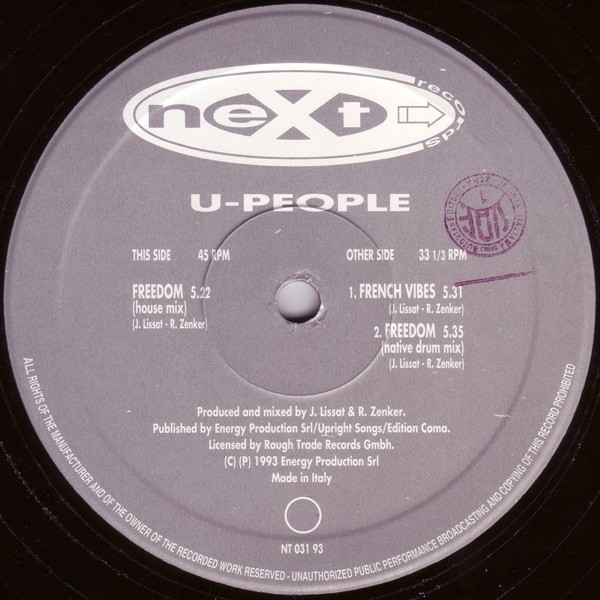 U People - Freedom (House mix / Native Drum Mix / French Vibes) Vinyl 12" Single