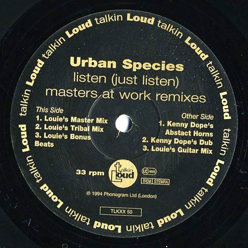 Urban Species - Listen (6 Masters At Work Mixes) Vinyl 12" Record