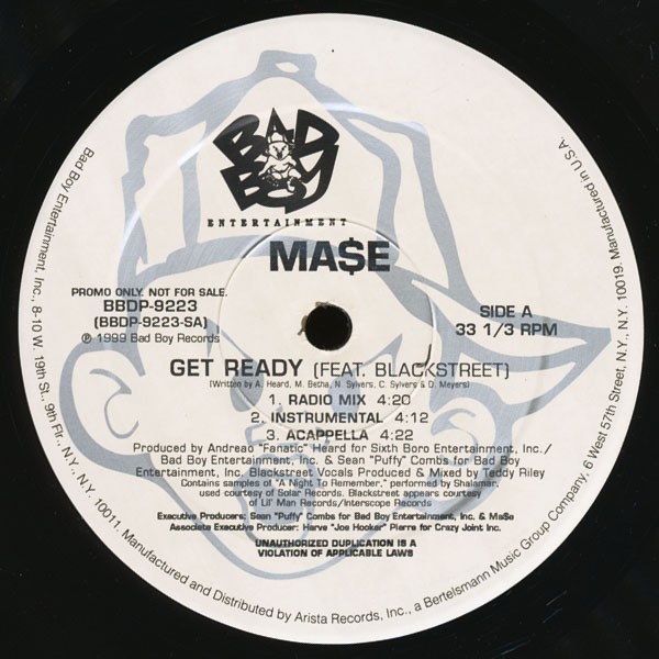 Mase feat Blackstreet - Get ready (6 mixes) 12" Vinyl Promo