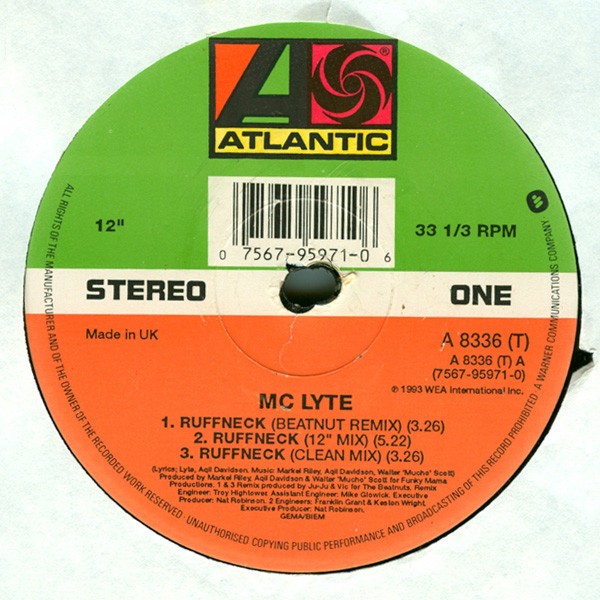 MC Lyte - Ruffneck (12" Mix / Beatnut Remix / Inst / Acapella / Clean Mix / Dub Mix) Vinyl Promo