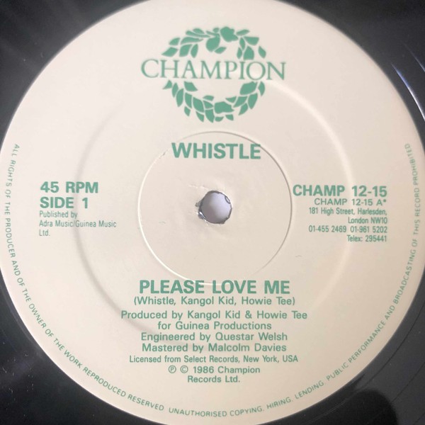 Whistle - Please love me / Just for fun / Just Buggin (Dutch Mix) 12" Vinyl Record