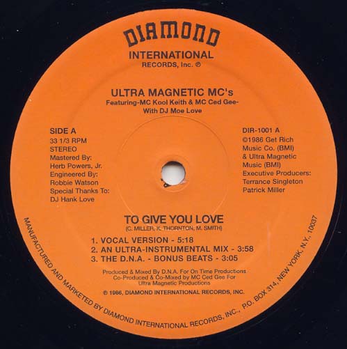 Ultramagnetic MCs - To give you love (Vocal Version / Instrumental / Bonus Beats) / Make you shake (Vocal Version / Instrumental