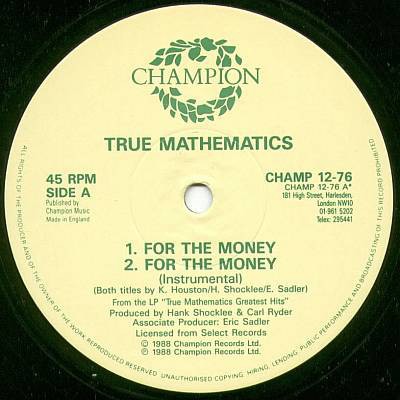 True Mathematics - For the money (2 Mixes) / K.A.O.S.S (2 Mixes) 12" Vinyl Record