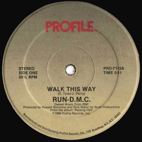 Run DMC - Walk this way (Original Version / Instrumental) 12" Vinyl Record Reissue