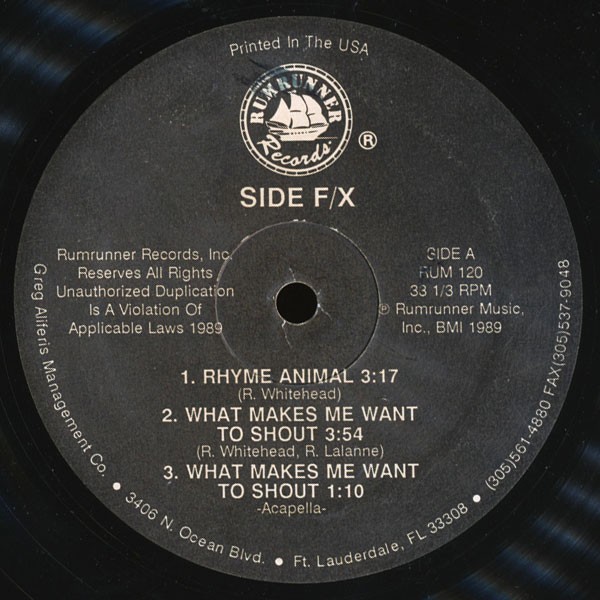 Side FX - Rhyme animal / What makes me want to shout (2 mixes) / Rock the house / A swift kick