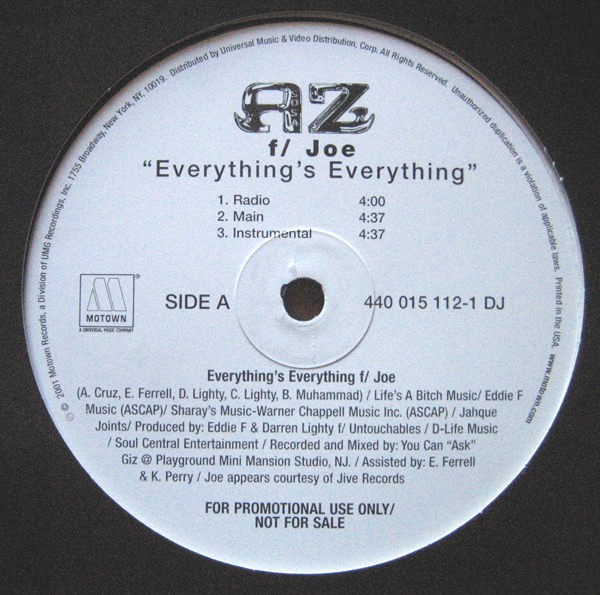 AZ featuring Joe - Everythings everything (Radio mix / Main mix / Instrumental) / At night (Radio mix / Main mix / Instrumental)