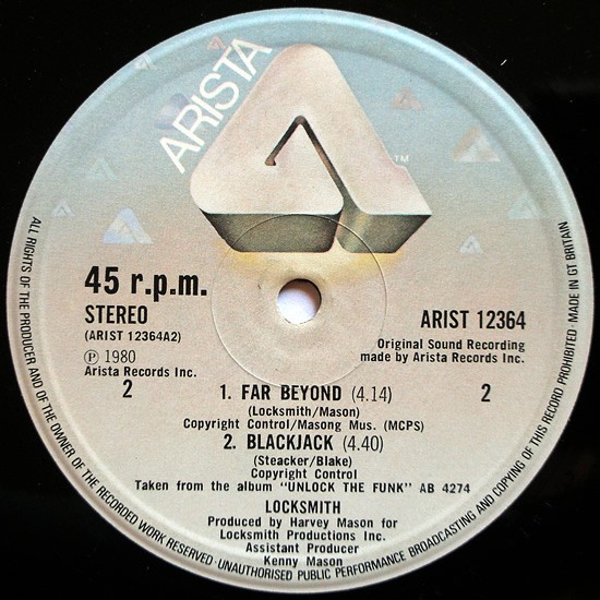 Locksmith - Unlock The Funk / Far Beyond (Sampled on Basement Jaxx Red Alert) / Blackjack (12" Vinyl Record)