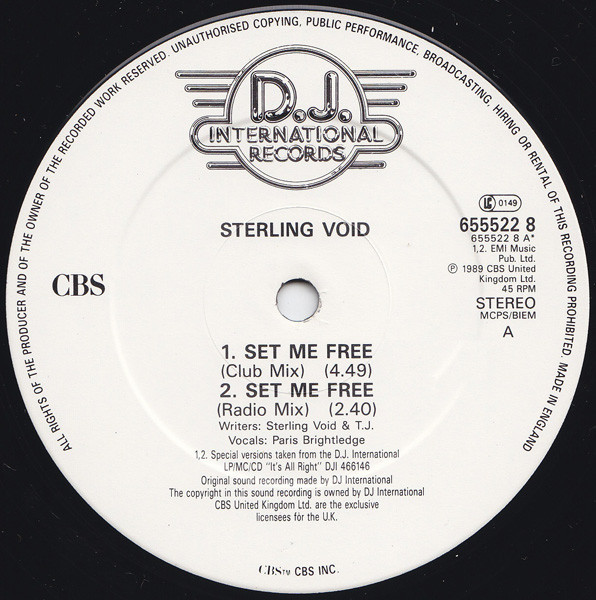 Sterling Void - Set me free (Club mix / Radio mix) / Do you wanna dance / Loving you (12" Vinyl)