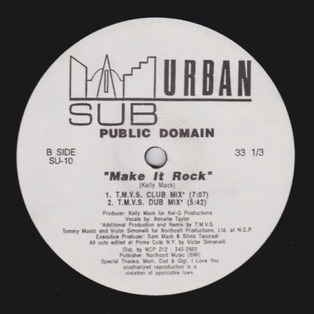 Public Domain - Make It Rock (KM Soul Mix / KM Dub / Beats / TMVS Club Mix / TMVS Dub) 12" Vinyl
