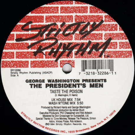 Presidents Men - Take The Poison (UK House Mix / Wash N Tone Mix / Blunts Dub) / Nobody (Last Night Mix) 12" Vinyl