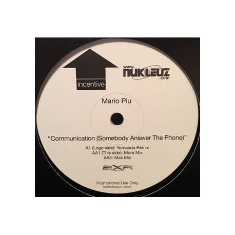 Mario Piu - Communication (Yomanda Remix / More Mix / Mas Mix) 12" Vinyl Record Promo