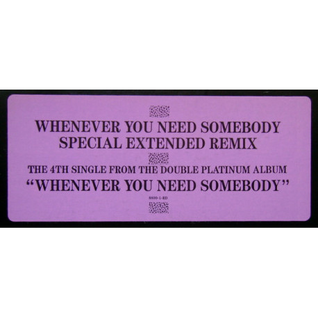 Rick Astley - Whenever You Need Somebody (Remix / Remix Dub / 7Inch Mix / Lonely Hearts Mix) SEALED Vinyl 12" Record