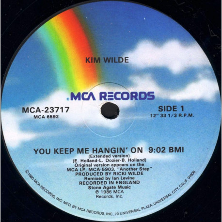Kim Wilde - You Keep Me Hanging On (Extended / Edit) / Loving You  (12" Vinyl Record) US Pressing