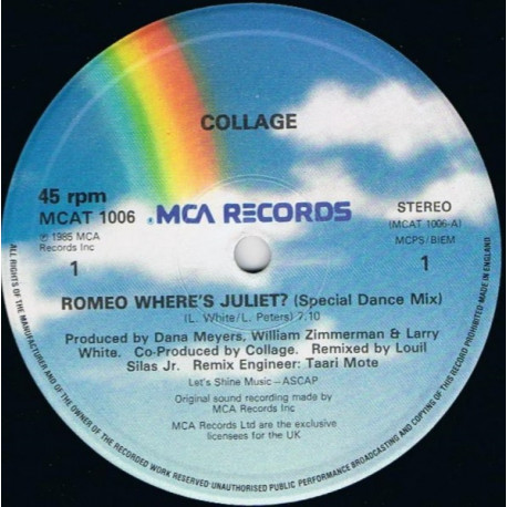 Collage - Romeo Wheres Juliet (Special Dance Mix / Dub) / Lets Rock And Roll (12" Vinyl Record)