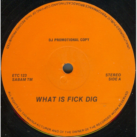Friends Of Alex - What Is Fick Dig (2 Mixes) 12" Vinyl Record